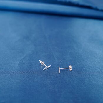 Small Dainty Minimalistic Silver Lightning Bolt Studs, 2 of 8