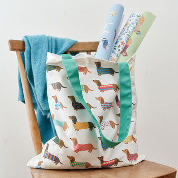 Dashing Dachshunds Bag In Cotton Canvas, 3 of 4