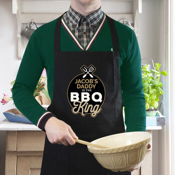 Personalised BBQ King Black 100% Cotton Apron, 2 of 3