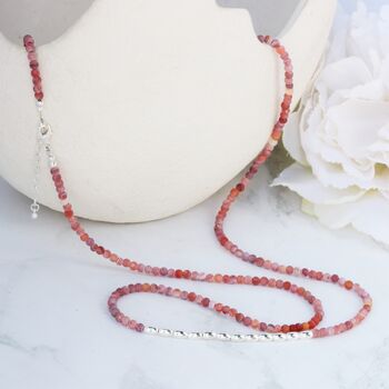 Long Orange Agate Beaded Necklace With Sterling, 4 of 10