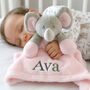 Personalised Pink Elephant Baby Comforter, thumbnail 1 of 7