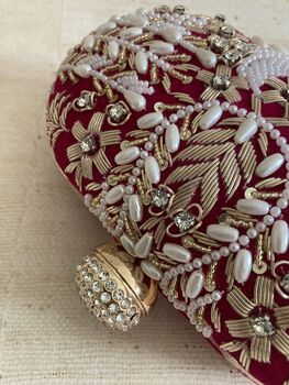 Hot Pink Handcrafted Oval Velvet Clutch Bag, 8 of 10