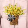 Yellow Forsythia Flower Basket Wreath, thumbnail 1 of 7
