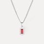 Silver Red Gemstone Pendant Necklace For Men, thumbnail 2 of 9