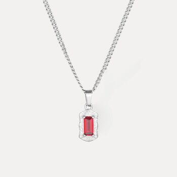 Silver Red Gemstone Pendant Necklace For Men, 2 of 9