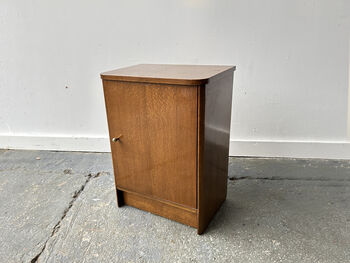 A Vintage 1950/60s Petite Compact Oak Bedside Cabinet, 2 of 12