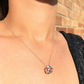 Modern Knot Silver Drop Earrings, 3 of 6