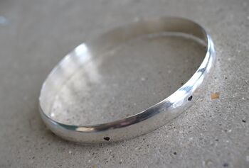 Personalised Curved Front Sterling Silver Bangle, 2 of 2