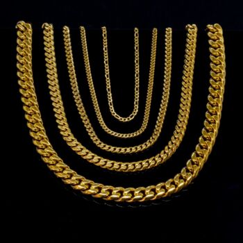 Gold Chunky 8mm Cuban Link Stainless Steel Chain, 5 of 10