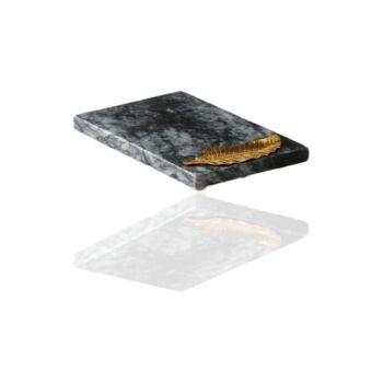 Handmade Black Marble Serving Board With Floral Detail, 10 of 12