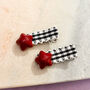 Glossy Gingham Stars Hair Clip Set, thumbnail 1 of 2