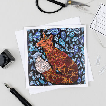 'Fox And Leaves' Greeting Card, 2 of 2