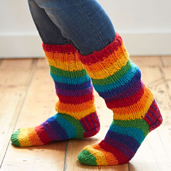 Woollen Rainbow Handwarmer Gloves And Socks Gift Set, 3 of 9