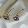 Long Silver Evil Eye Huggie Zircon Devil Eye Charm Earrings, thumbnail 8 of 8