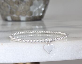 Sterling Silver Prom Night 2025 Heart Stretch Bracelet, 2 of 5
