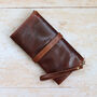 Leather Clutch Bag, Shoulder Bag, Brown, thumbnail 3 of 5