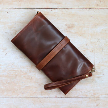 Leather Clutch Bag, Shoulder Bag, Brown, 3 of 5