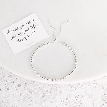 Sterling Silver 50th Birthday 50 Beads Slider Bracelet, 3 of 11