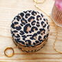 Leopard Print Velvet Round Travel Jewellery Case, thumbnail 1 of 7