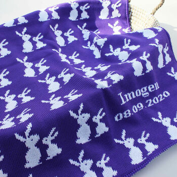 Personalised Knitted Mummy And Baby Bunny Blanket, 3 of 11