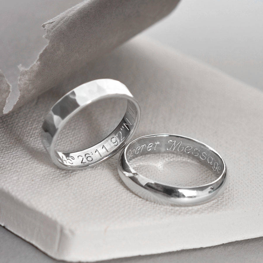 Customized Fingerprint Engraved Platinum Rings for Couples JL PT 270 –  Jewelove.US