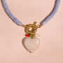 Blue Agate Bead And Rose Quartz Heart Necklace, thumbnail 4 of 6