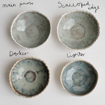 Handmade Mini Blue Brown Pottery Ring/ Jewellery Dish, 4 of 7