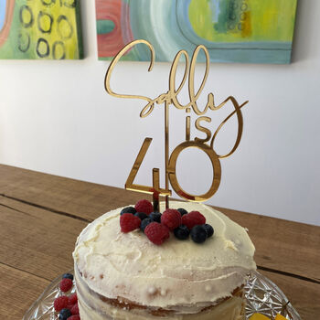 Personalised Mirrored Acrylic Birthday Cake Topper, 2 of 3
