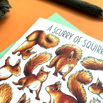 Red Squirrels Watercolour Greeting Card, 7 of 8
