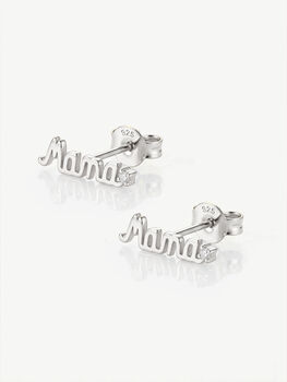 Gold Or Silver Mama Script Stud Earrings, 3 of 4
