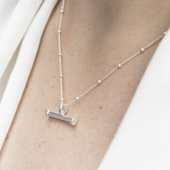 Sterling Silver T Bar Necklace, 4 of 9