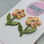 Flower And Stem Glitter Earrings, thumbnail 4 of 4