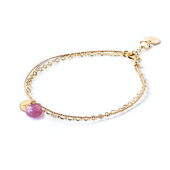 September Sapphire Gold And Silk Birthstone Bracelet, 3 of 5