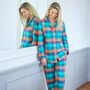Women's 'Acorn Squash' Check Brushed Cotton Pyjama Set, thumbnail 3 of 4