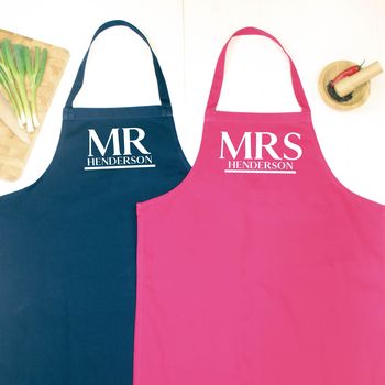 Mr And Mrs Personalised Couples Aprons, 3 of 7