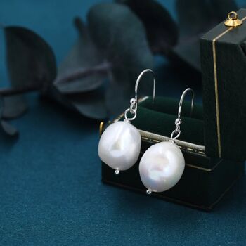 Genuine Baroque Pearl Drop Hook Earrings, 4 of 10