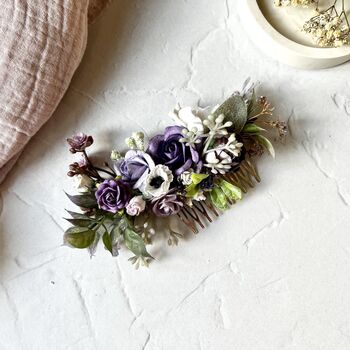 Purple And Lilac Flower Hair Comb, 2 of 6