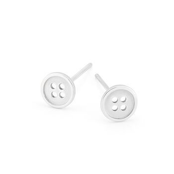 Sterling Silver Sewing Button Stud Earrings – 9mm, 4 of 5