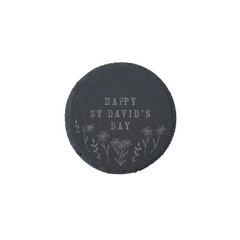 No Place Like Wale 'Happy St David's Day' Round Slate Coaster | Tableware | Home Decor | Welsh Gift, 2 of 2