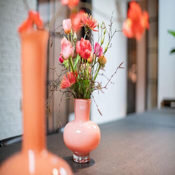 Glass Posy Vase Modest Fruity Colours Apricot And Peach, 3 of 8