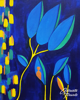 Tulip Blue Flowers Artwork Present Gift, 2 of 2