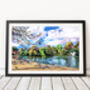 Victoria Park Lake + Pagoda, London Illustration Art Print, thumbnail 1 of 2