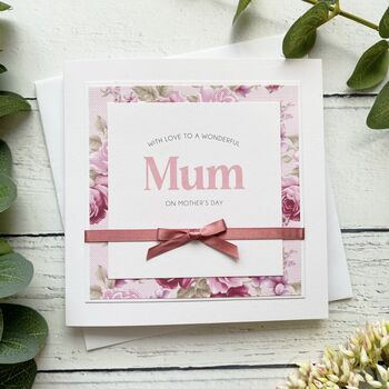 Simple Handmade Mother’s Day Card With Bow And Floral Paper, 5 of 6