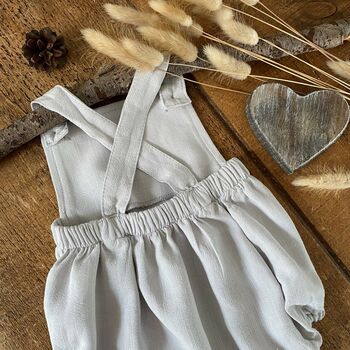 Personalised Linen Baby Romper, 2 of 4