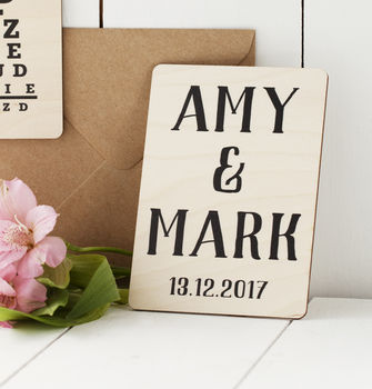 Name And Date Personalised Wooden Greetings Card, 2 of 2