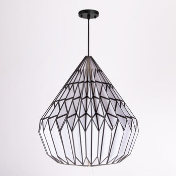 Black White Pinstripe Pattern Origami Lampshade, 4 of 5
