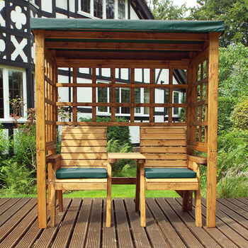 Henley Garden Two Seat Arbour Arch Seat With Side Table, 10 of 10
