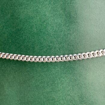 Men's Sterling Silver Flat Curb Chain Small Gauge, 4 of 11
