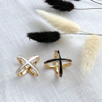 Enamel Four Way Scarf Ring Holder In Black Or White | Silk Scarf Ring / Scarf Buckle | Stylish Scarf Holder Gift For Her, 5 of 12