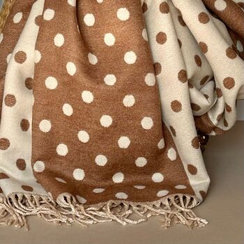 Cashmere Blend Spots Scarf In Beige, 3 of 5